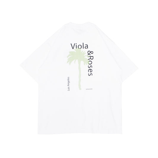 Viola and Roses Palm Tee White