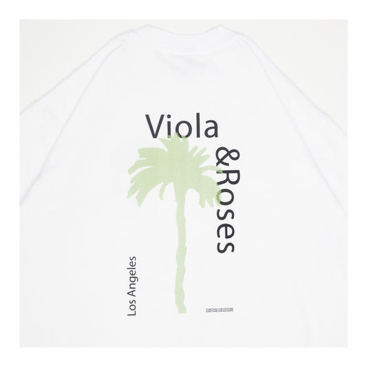 Viola and Roses Palm Tee White