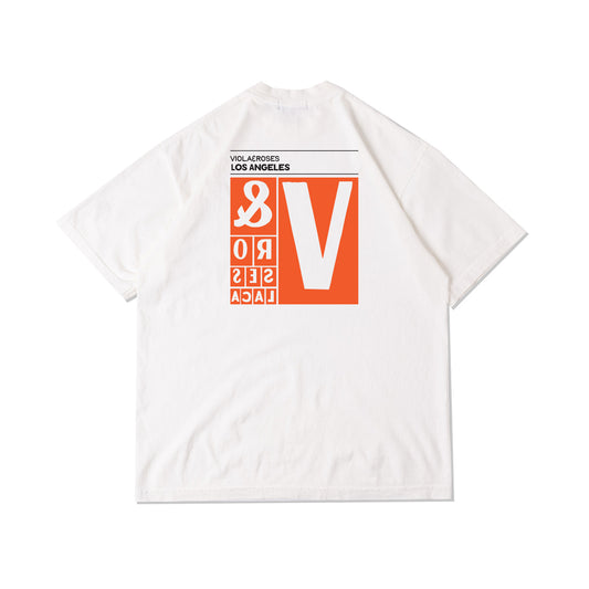 Viola and Roses V Block Tee White