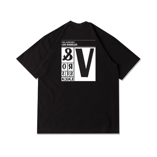 Viola and Roses V Block Tee Black