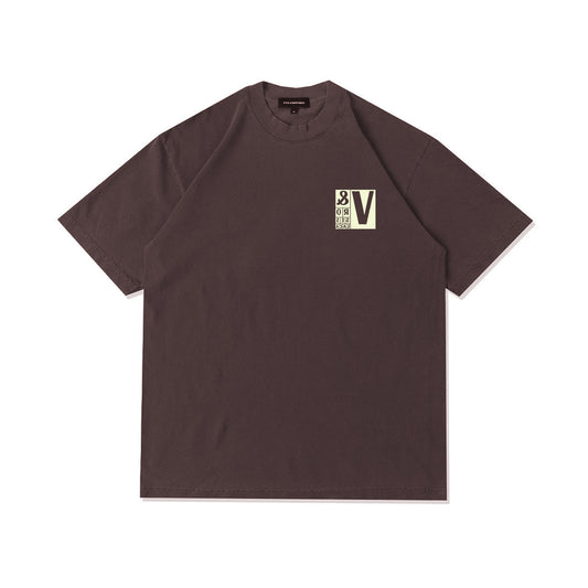 Viola and Roses V Block Tee Brown