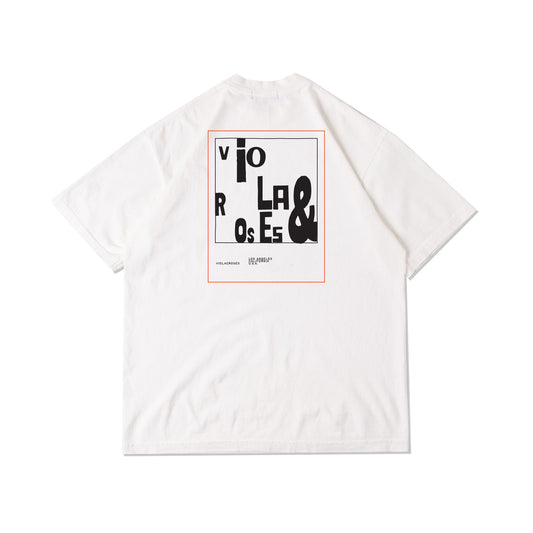 Viola and Roses Typo Grid Tee White
