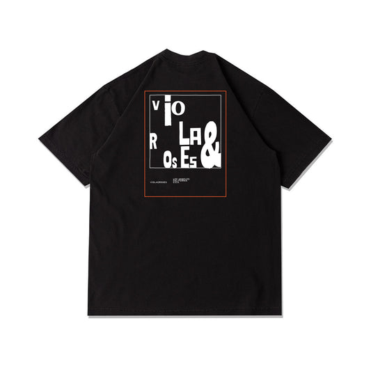 Viola and Roses Typo Grid Tee Black