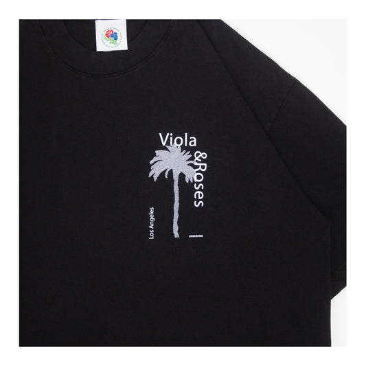 Viola and Roses Palm Tee Black