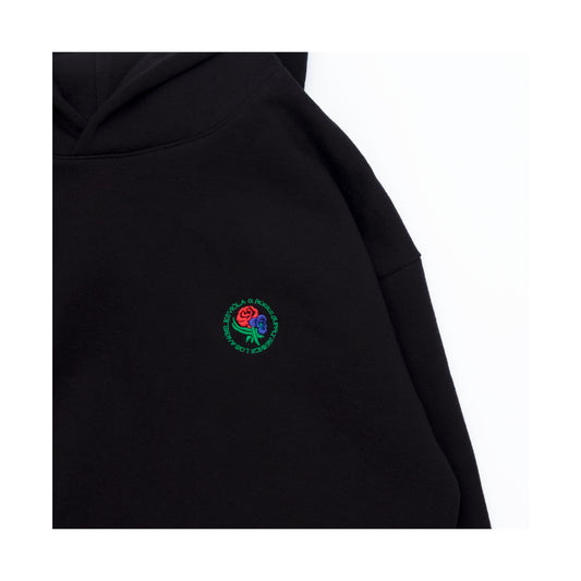Viola and Roses Heavy Weight Hoodie Black