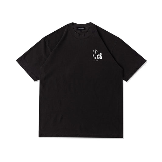 Viola and Roses Typo Grid Tee Black